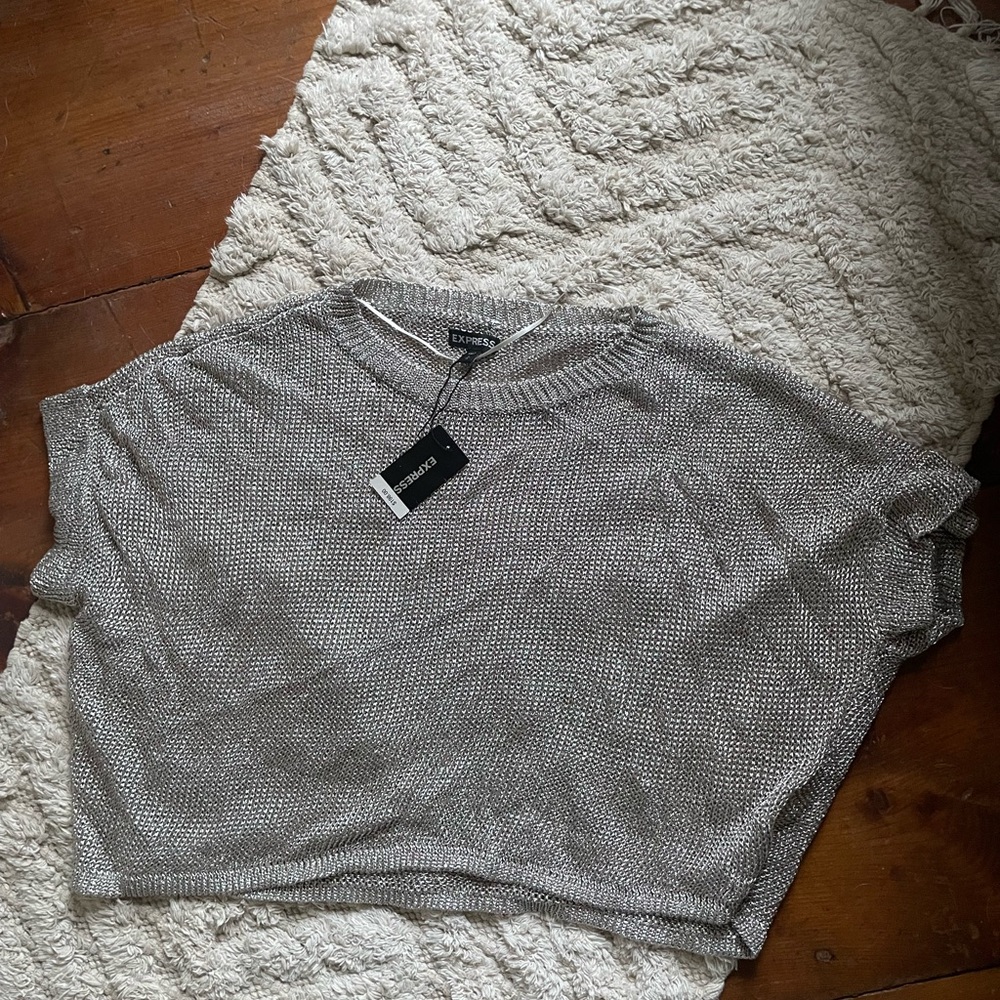 Gray Knit Cropped Sweater